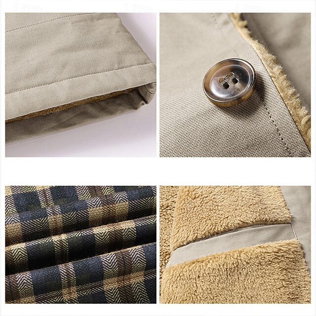 Men's Lightweight Jacket Trucker Jacket Outdoor Jacket Summer Jacket Daily Wear Workfashion Windproof Buttons Inside Pocket Spring Fall Plain Stylish Business Shirt Collar Regular Black khaki Army