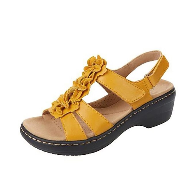 Women's Navy Blue Floral Sandals - Stylish Flat Shoes with Flower Accents for Casual Summer Wear