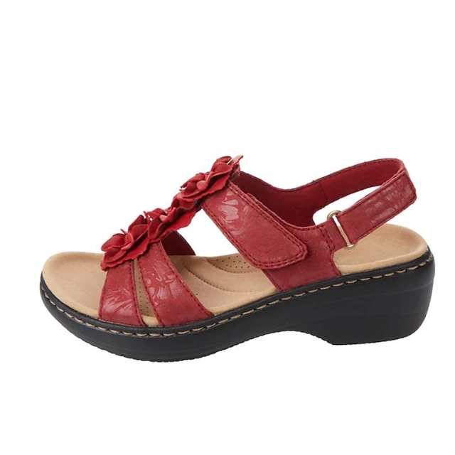 Women's Navy Blue Floral Sandals - Stylish Flat Shoes with Flower Accents for Casual Summer Wear