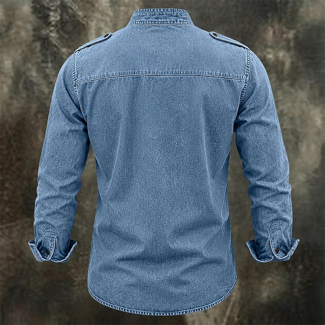 Men Shirt Garment Dyed Acid Wash Shirt Blue Black Green khaki Long Sleeve Plain Shirt