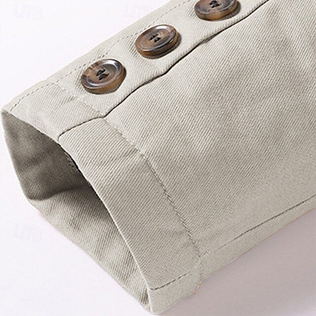 Men's Lightweight Jacket Trucker Jacket Outdoor Jacket Summer Jacket Daily Wear Workfashion Windproof Buttons Inside Pocket Spring Fall Plain Stylish Business Shirt Collar Regular Black khaki Army