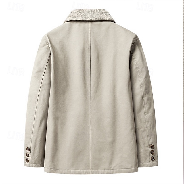 Men's Lightweight Jacket Trucker Jacket Outdoor Jacket Summer Jacket Daily Wear Workfashion Windproof Buttons Inside Pocket Spring Fall Plain Stylish Business Shirt Collar Regular Black khaki Army