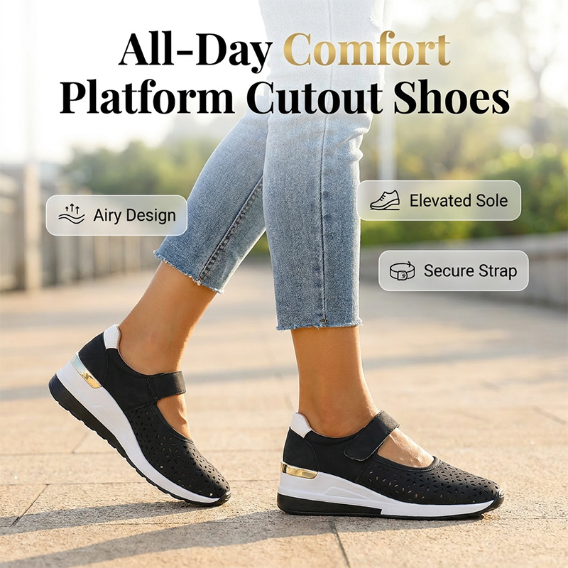 Breathable platform shoes with cutouts for women