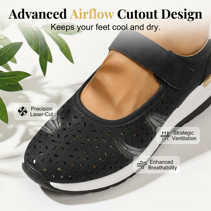 Breathable platform shoes with cutouts for women