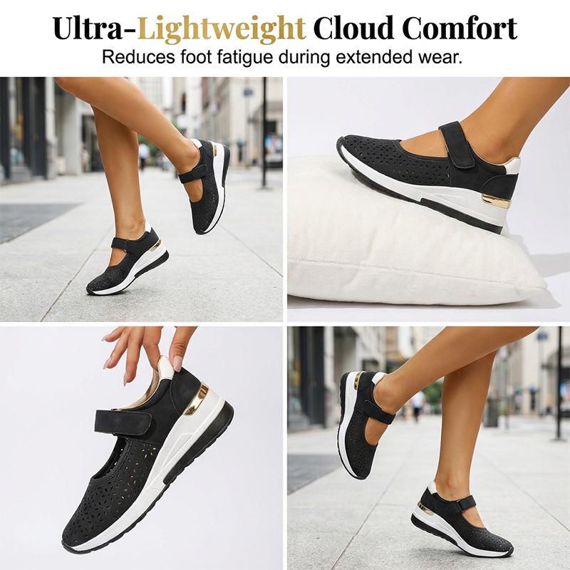 Breathable platform shoes with cutouts for women