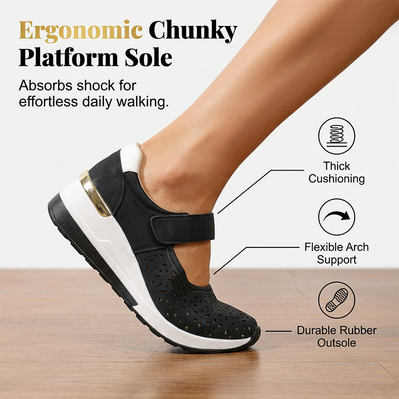 Breathable platform shoes with cutouts for women