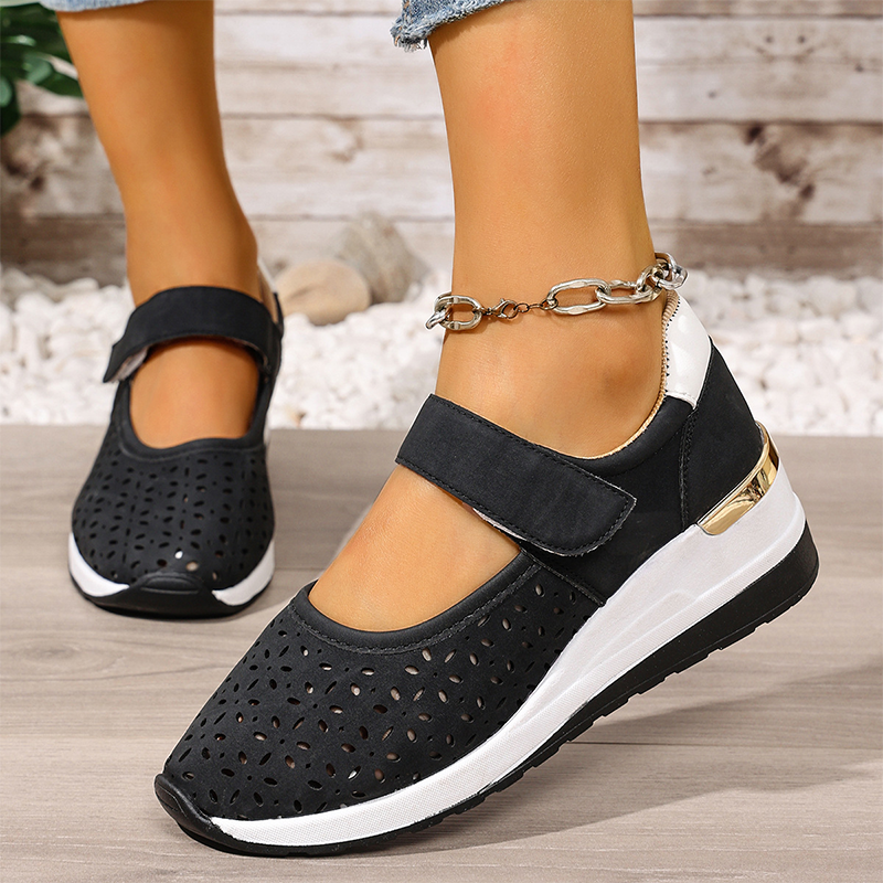 Breathable platform shoes with cutouts for women