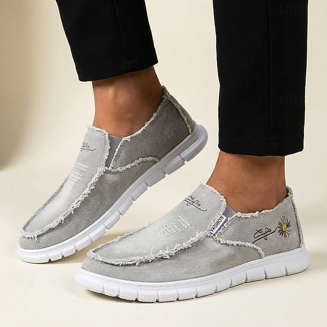 Men's White Distressed Slip-On Shoes