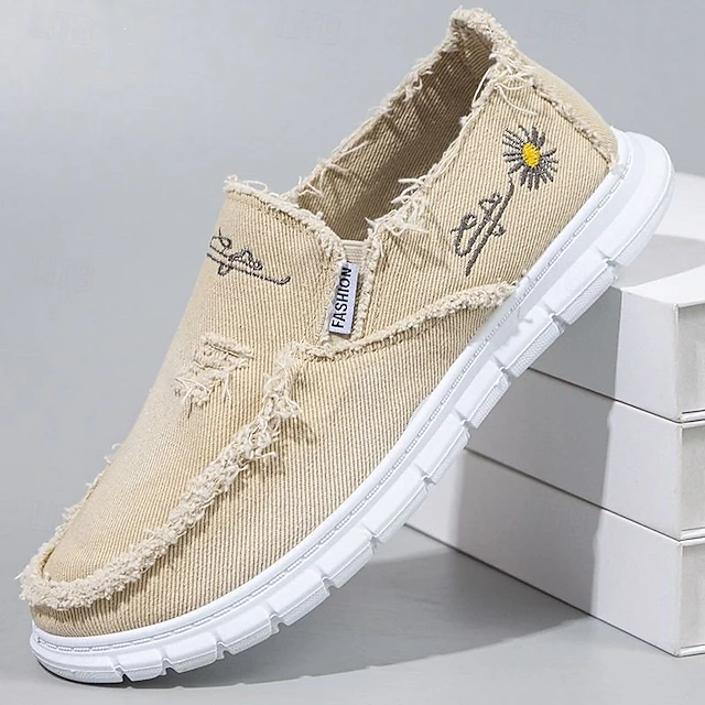 Men's White Distressed Slip-On Shoes