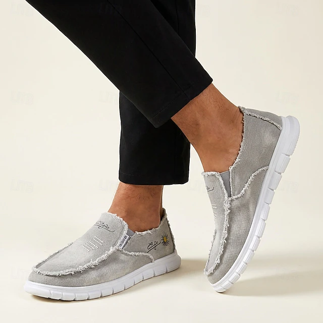Men's White Distressed Slip-On Shoes