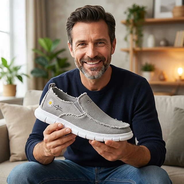 Men's White Distressed Slip-On Shoes