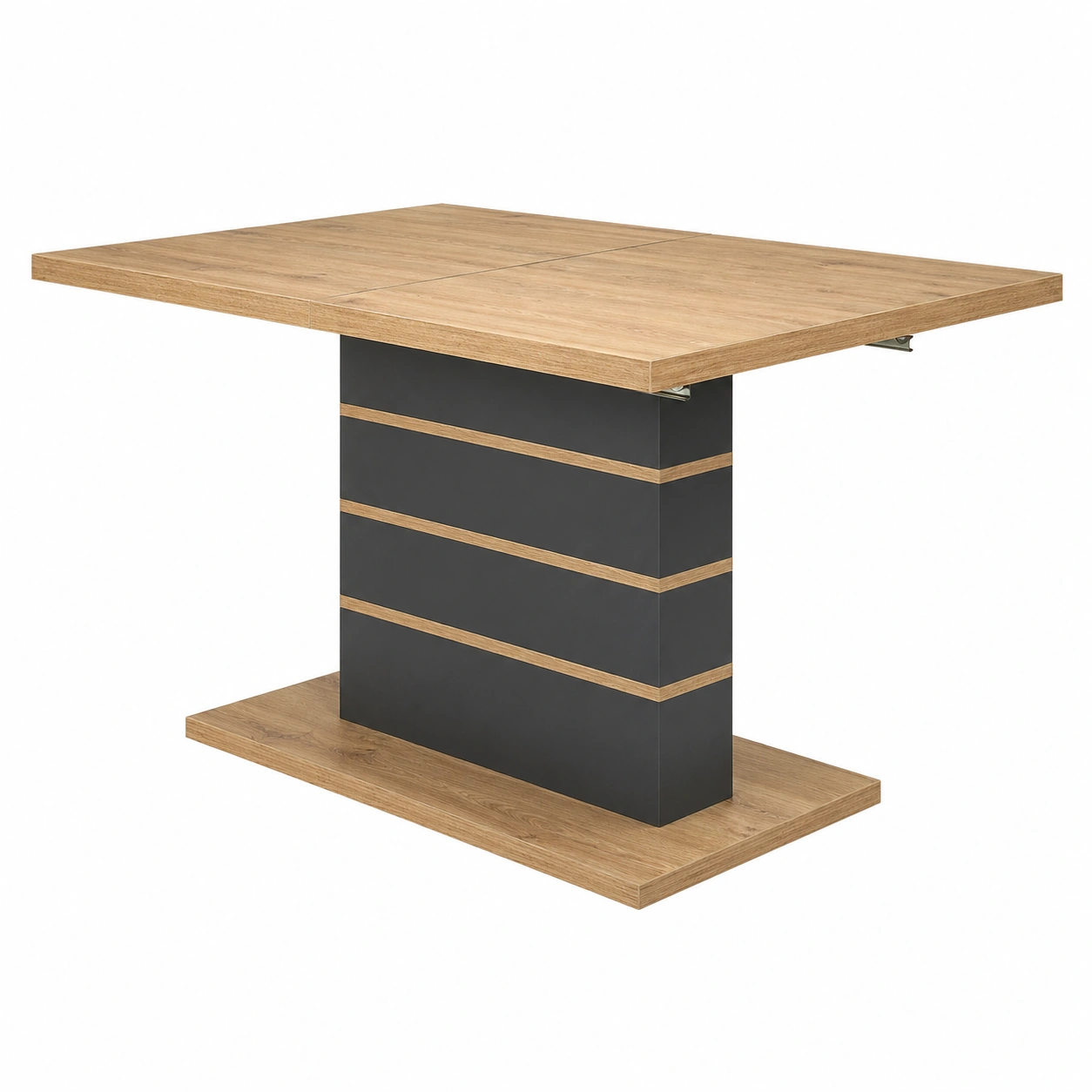 Moderner Esstisch in Eiche Natur mit Anthrazit Mittelgestell 120x80x76 cm-onqira