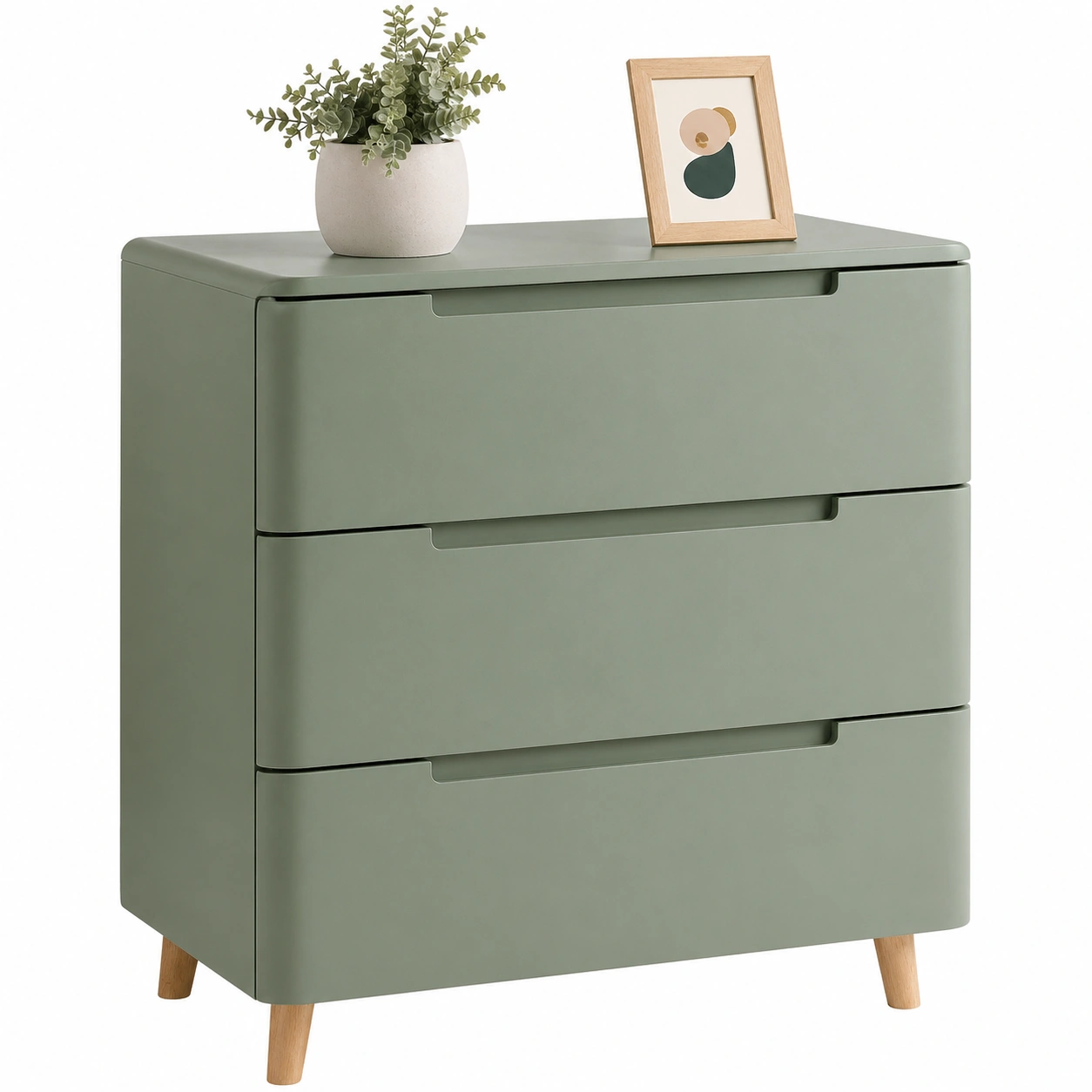 Moderne Schubkastenkommode 3 Schubladen Gruen Matt 80x89x40 cm-onqira