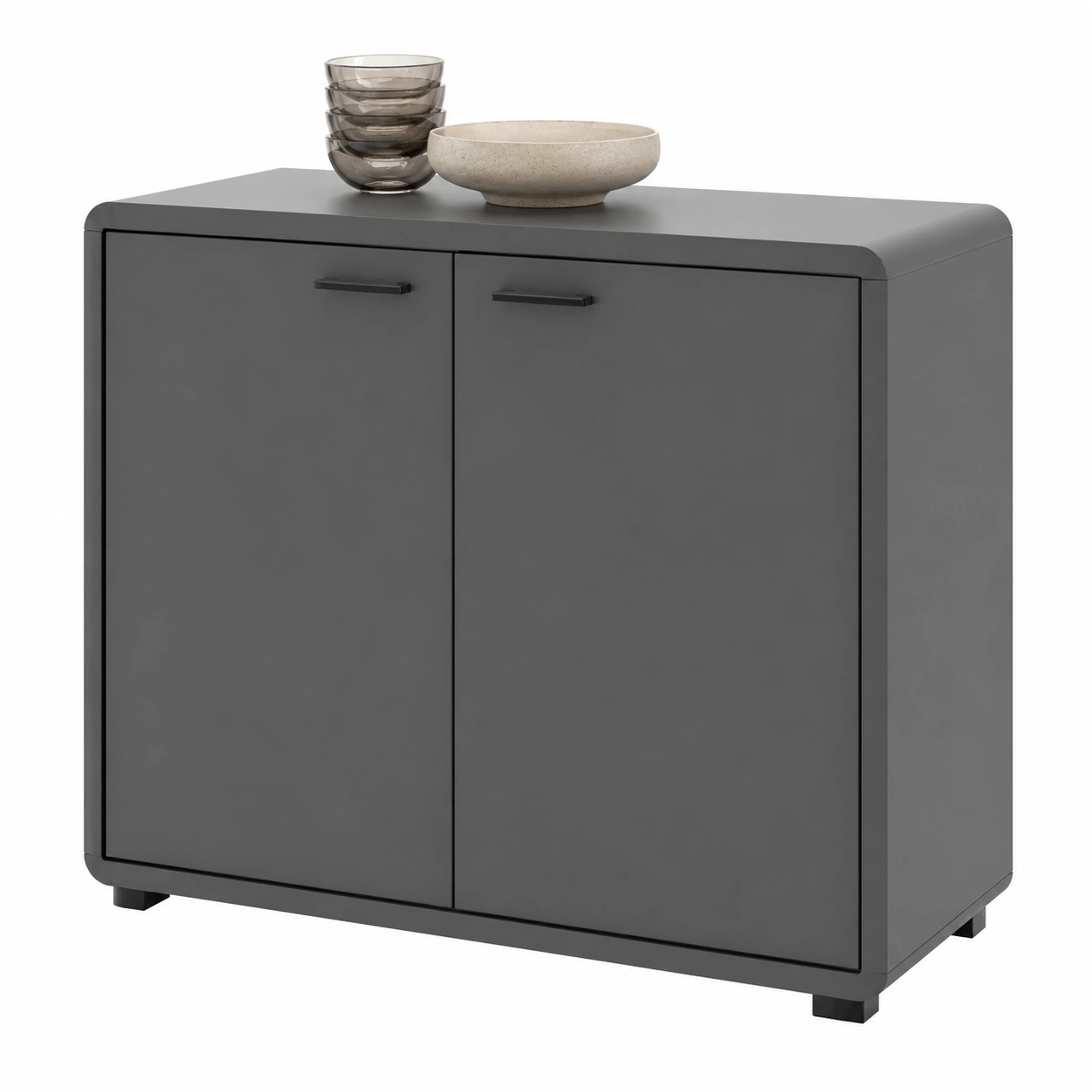 Moderne Kommode 2 Tueren Minimalistisch Matt Grau Sideboard Aufbewahrungsschrank 30 Grad Design-onqira