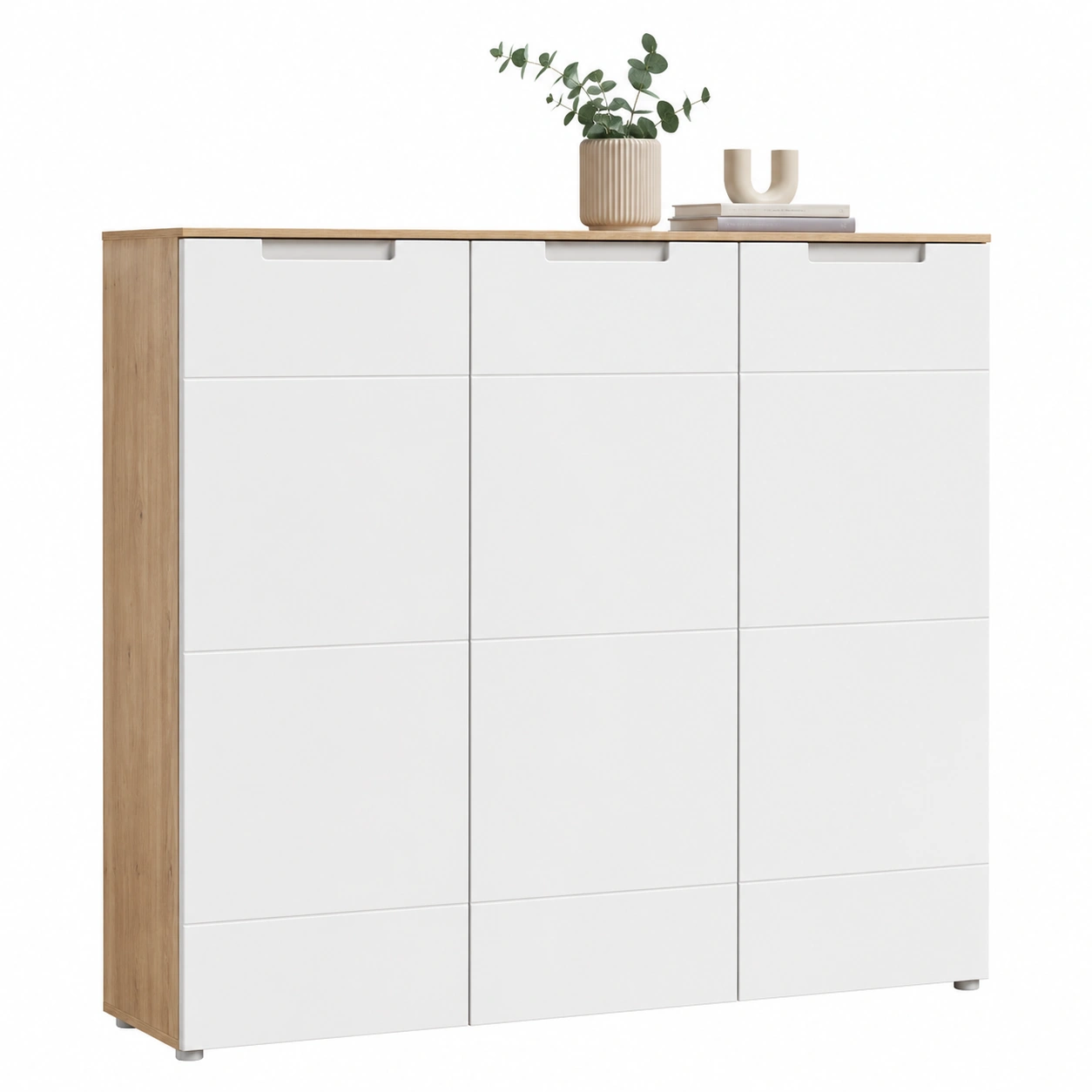 Moderne Kommode 3 Tueren Stauraum Sideboard Anthrazit 135x34x120 cm-onqira
