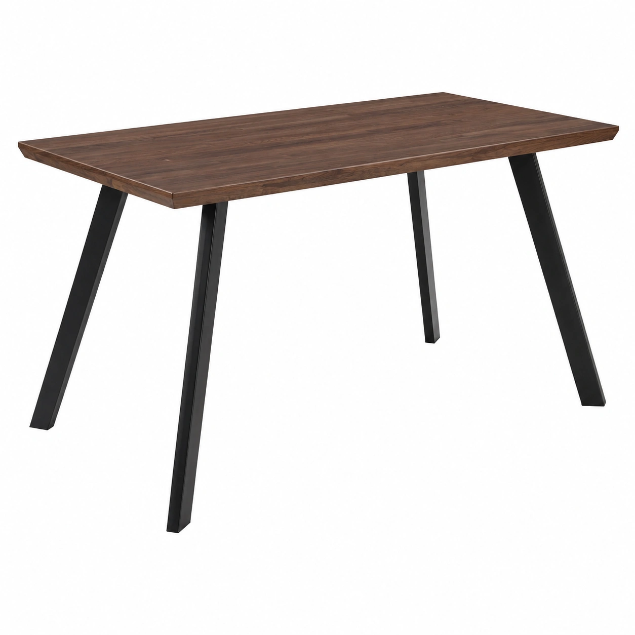 Moderner Esstisch in Nussbaum Optik mit schwarzen Metallbeinen 140x75x85 cm rechteckig stabil minimalistisches Design fuer Esszimmer Kueche zeitlos-warmnix