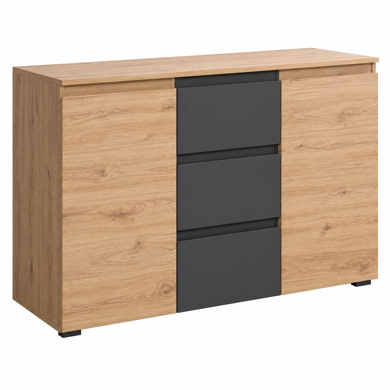 Moderne Kommode Hochglanz Weiß Minimalistisches Sideboard mit Schubladen und Tueren 120 cm-warmnix
