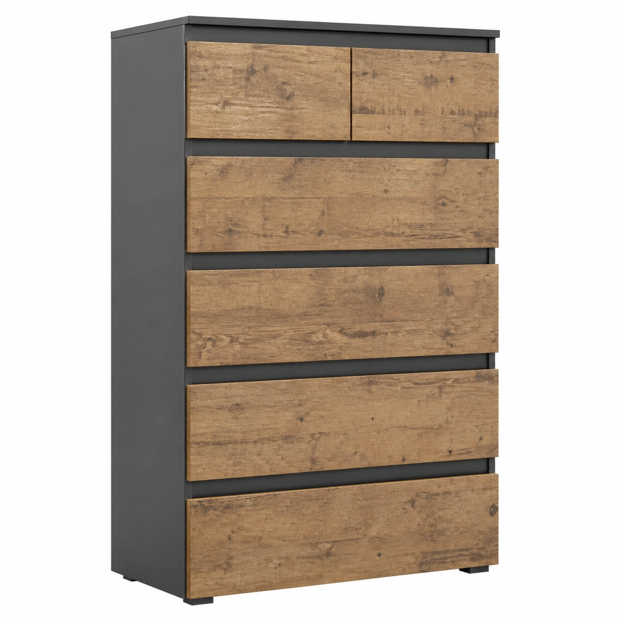 Kommode modern mit Holzfront und 5 Schubladen in Braun Holzoptik 80 cm breit-warmnix