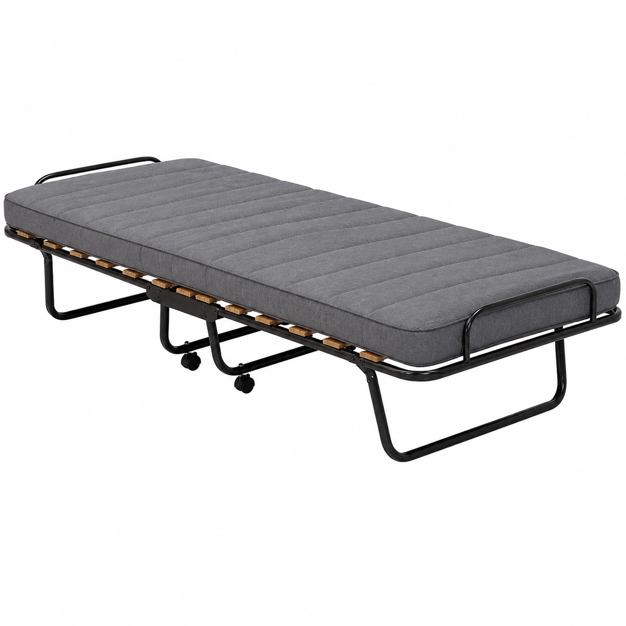 Klappbett Raumsparbett Metall 80x190 cm Grau Modern mit Rollen-warmnix