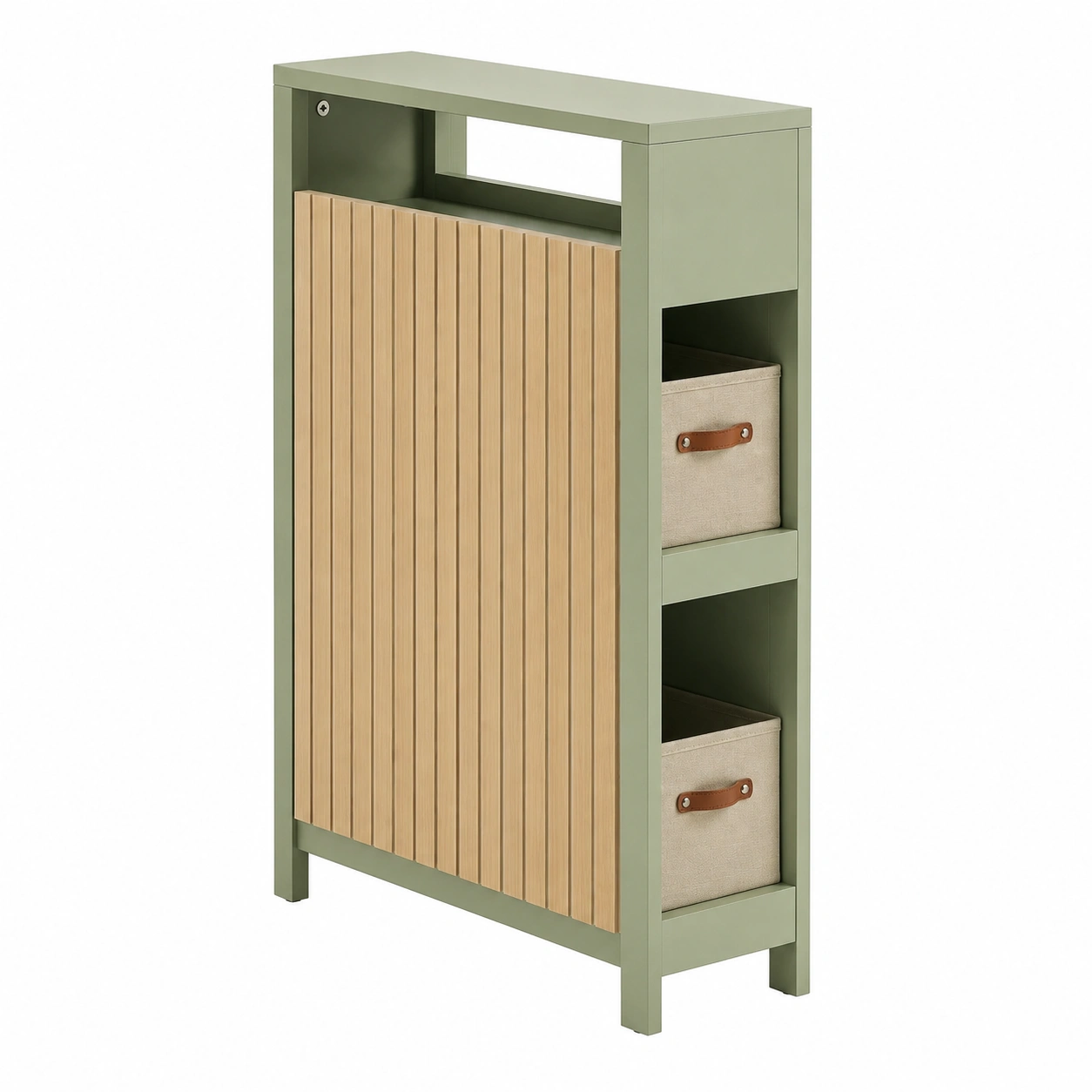 Armario de pared para bano efecto madera con puertas de cristal acanalado y tiradores dorados-quickexo