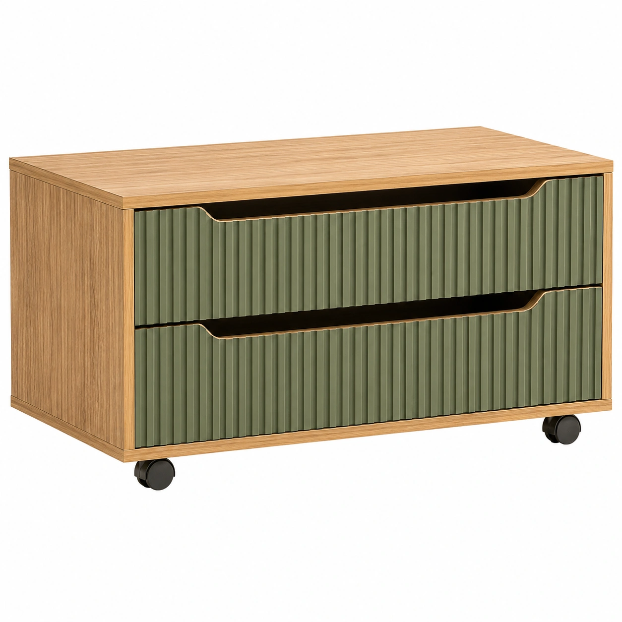 Armario alto para bano con puertas de rejilla natural y cajon central estilo nordico elegante-quickexo