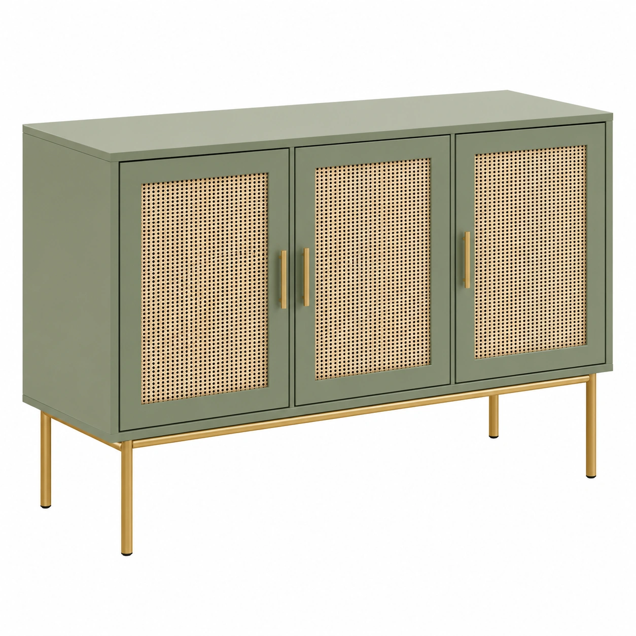 Aparador moderno con puertas de rejilla y patas metalicas-quickexo