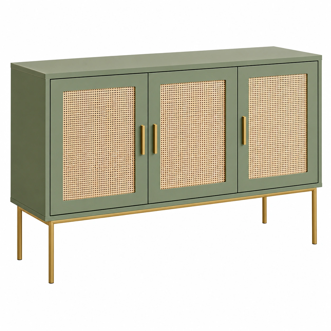 Aparador moderno con puertas de rejilla Verde oliva y dorado-quickexo