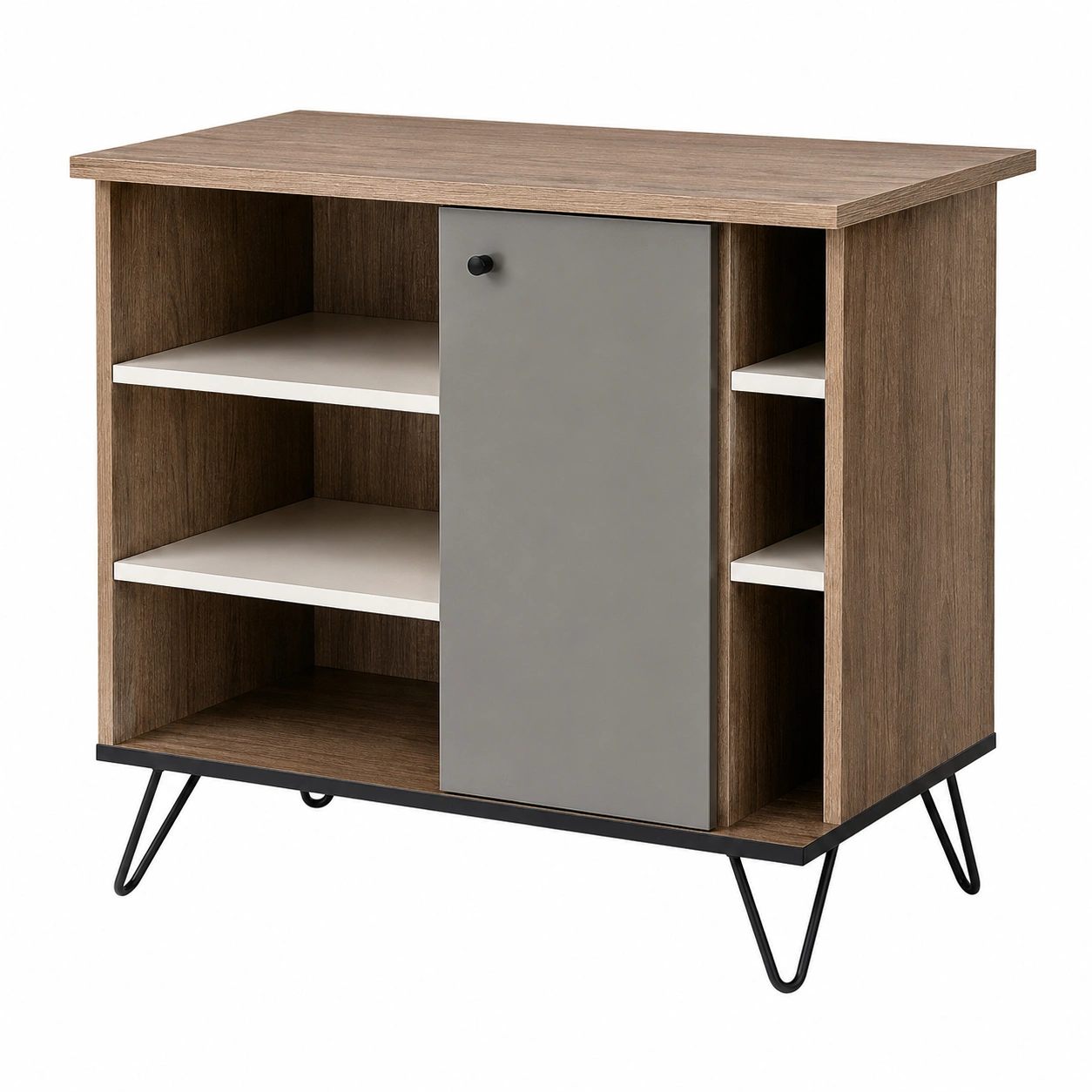Armario auxiliar moderno con puerta corredera Marron oscuro y gris-quickexo