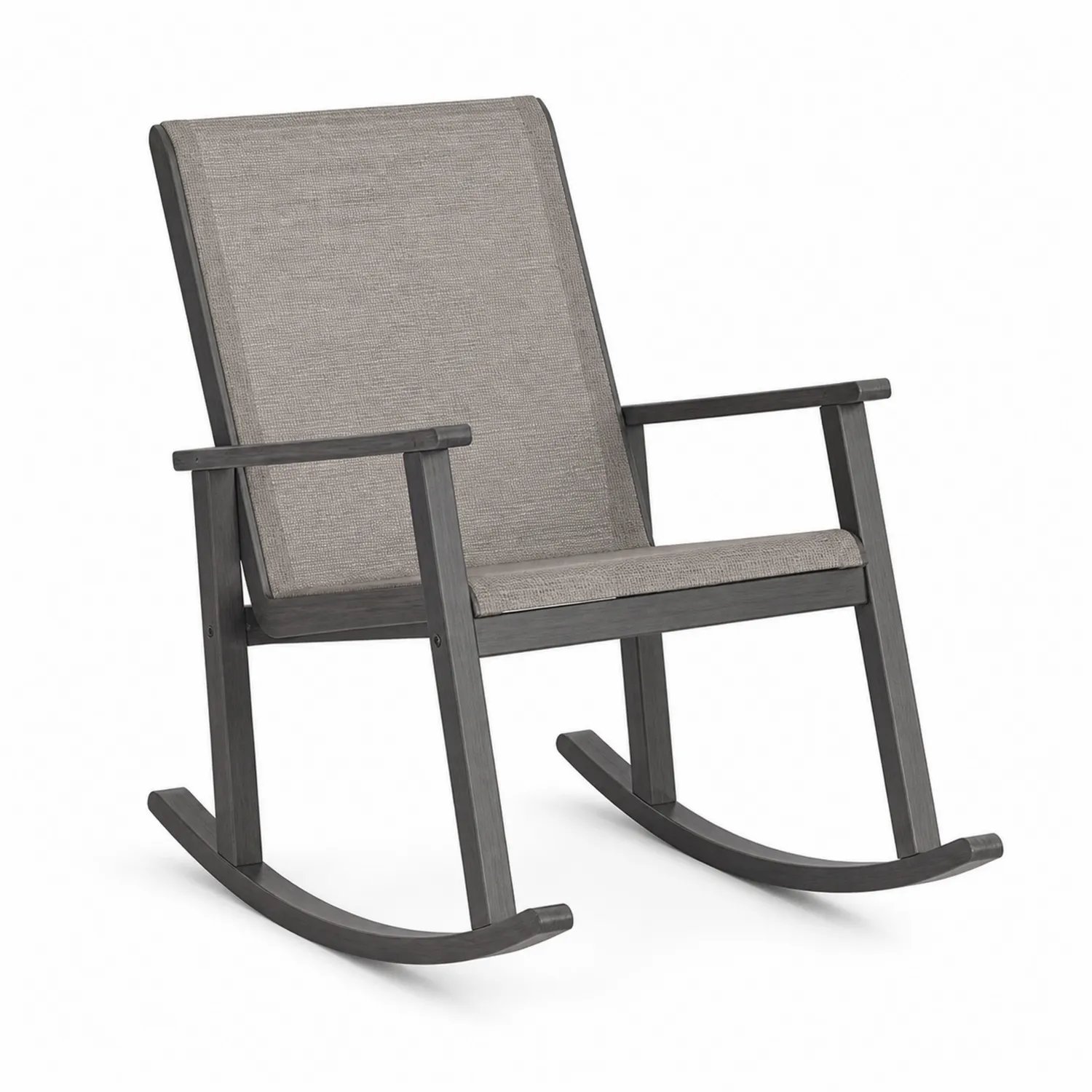 Mecedora de Madera con Tejido de Poliéster Gris