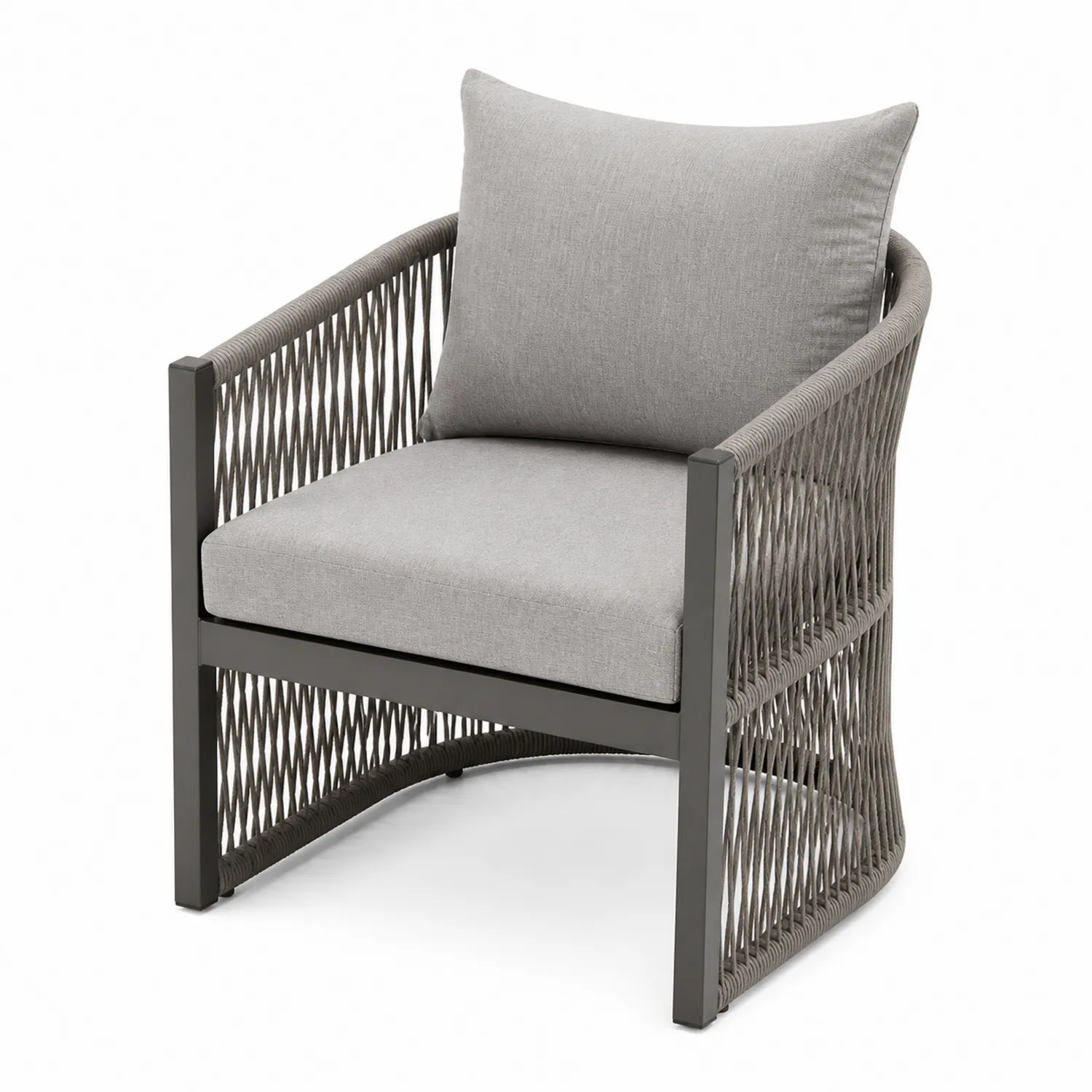 Sillón de Aluminio y Cuerda con Cojines Grises