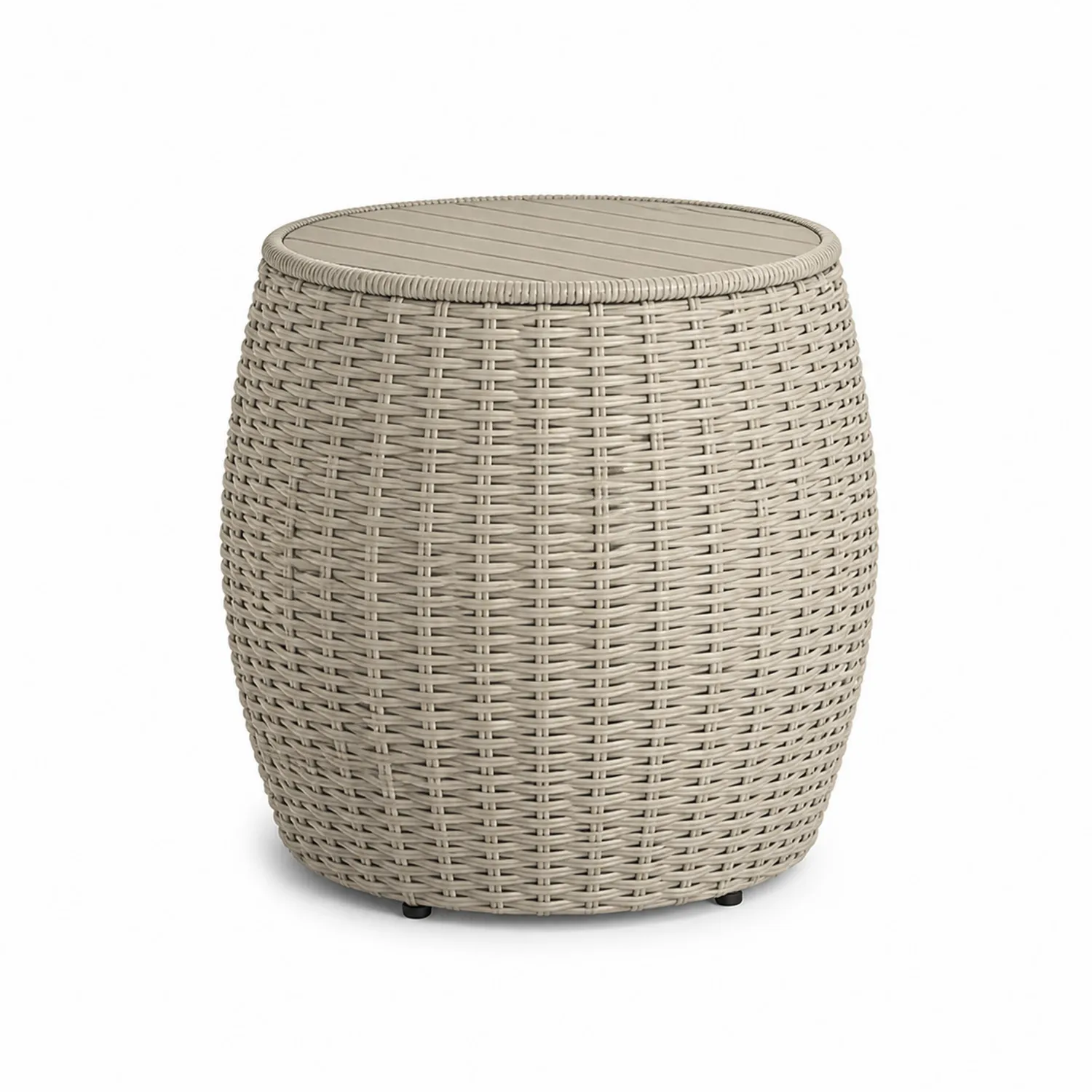 Mesa auxiliar de ratán de resina beige, 40 cm de diámetro