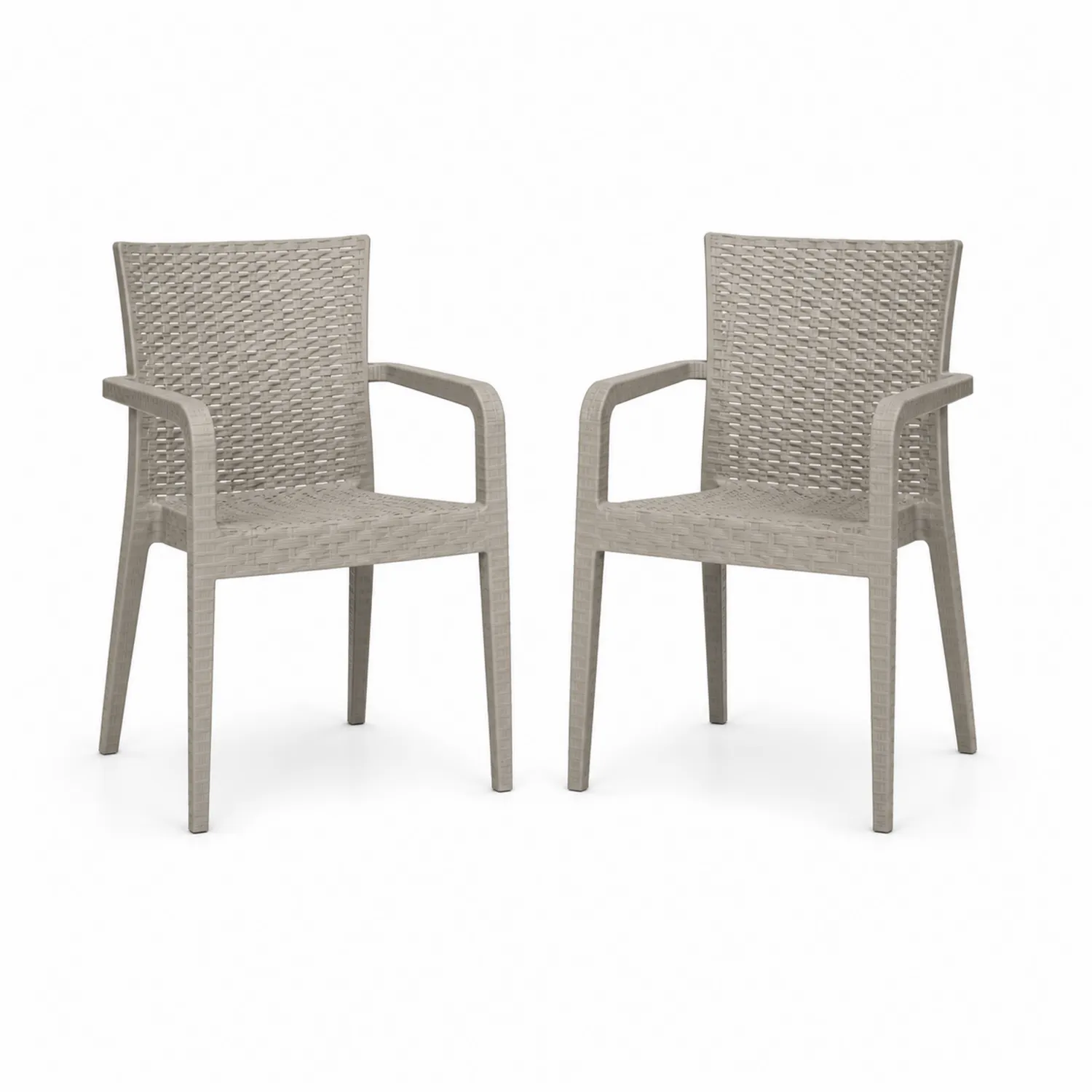 Conjunto de 2 sillas de polipropileno trenzado gris