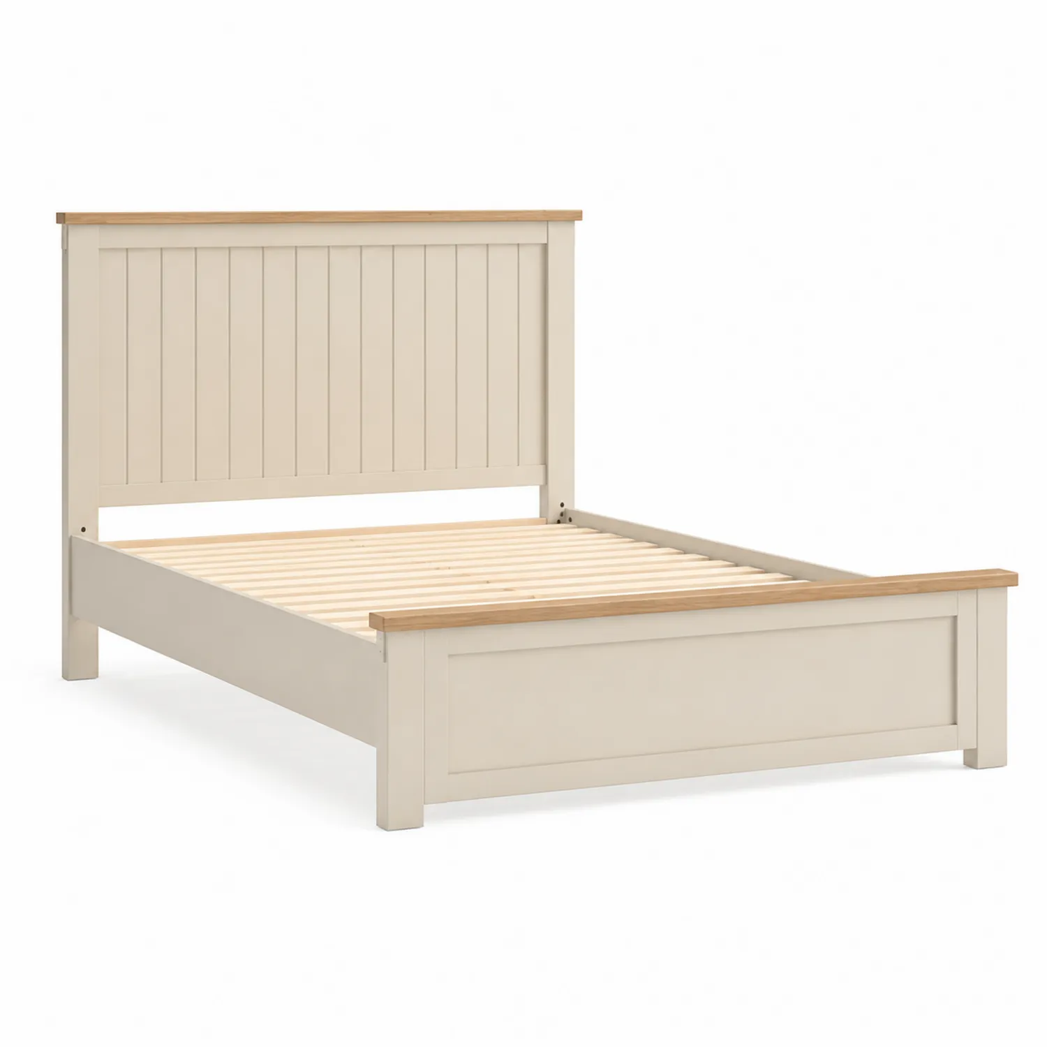Cama de Madera de Pino 200 cm x 160 cm Crema y Roble