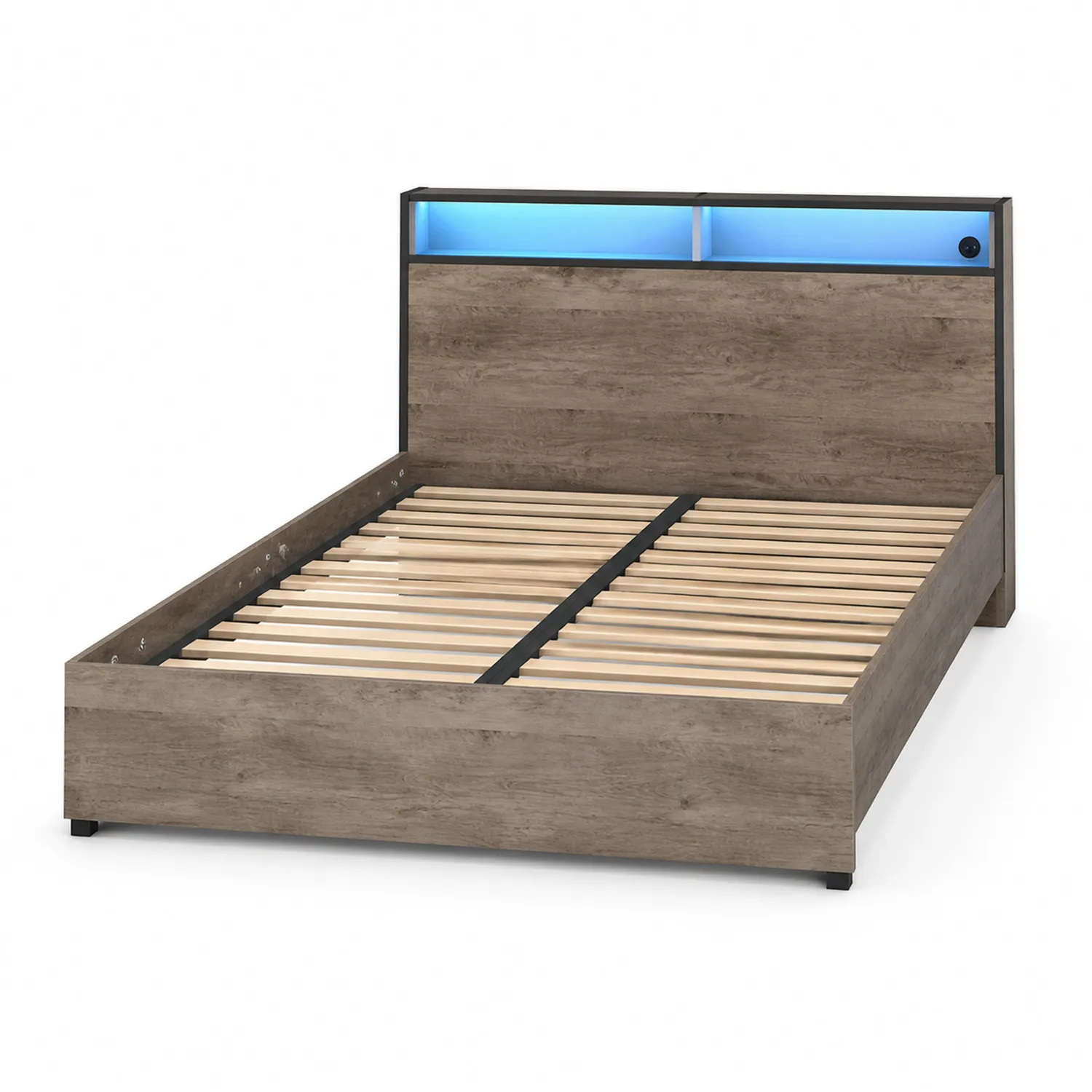 Cama de Madera Marrón con Luz LED 200x160 cm