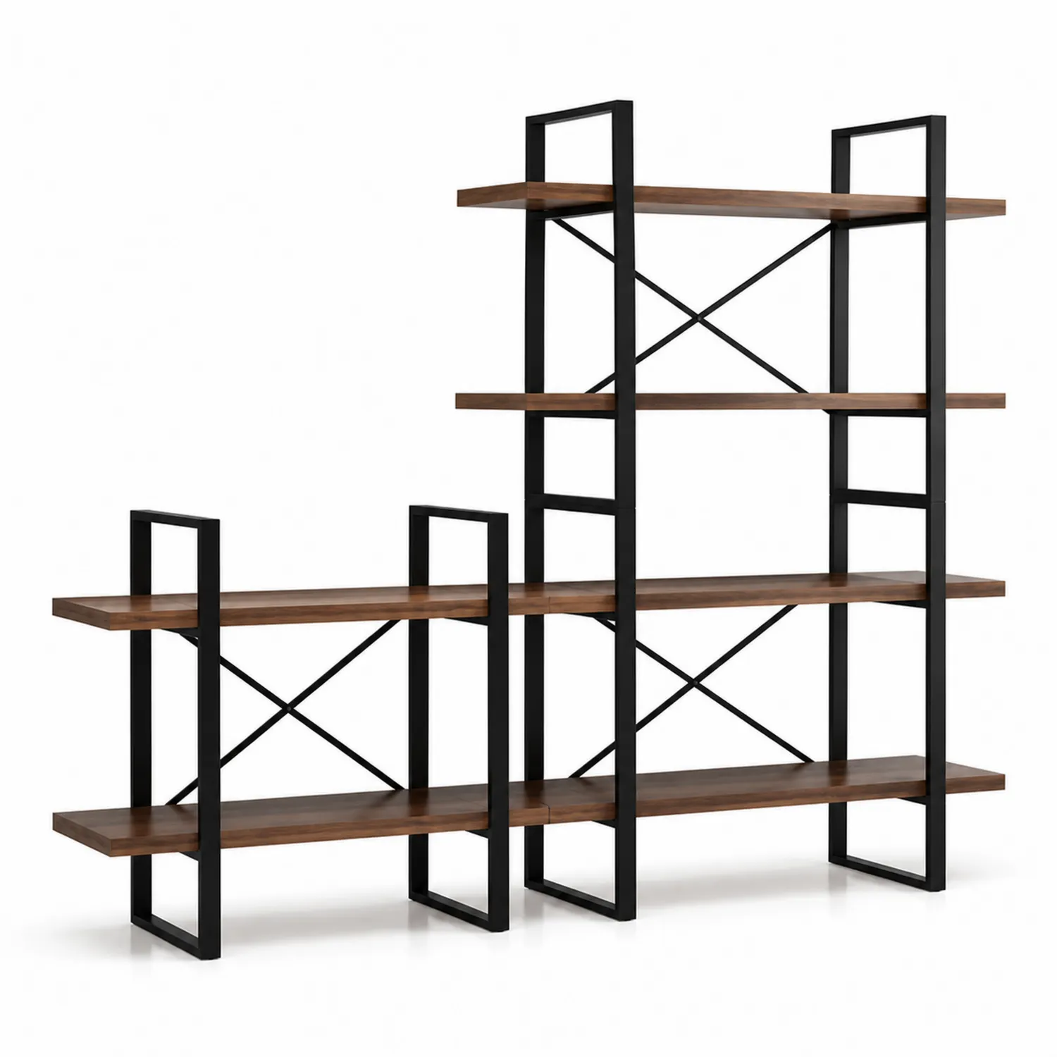 Estantería de Madera y Metal con 6 Estantes Marrón y Negro