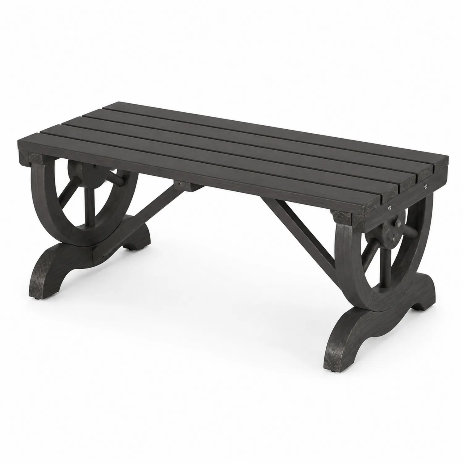 Banco de jardín de madera con diseño de ruedas 100 cm Negro