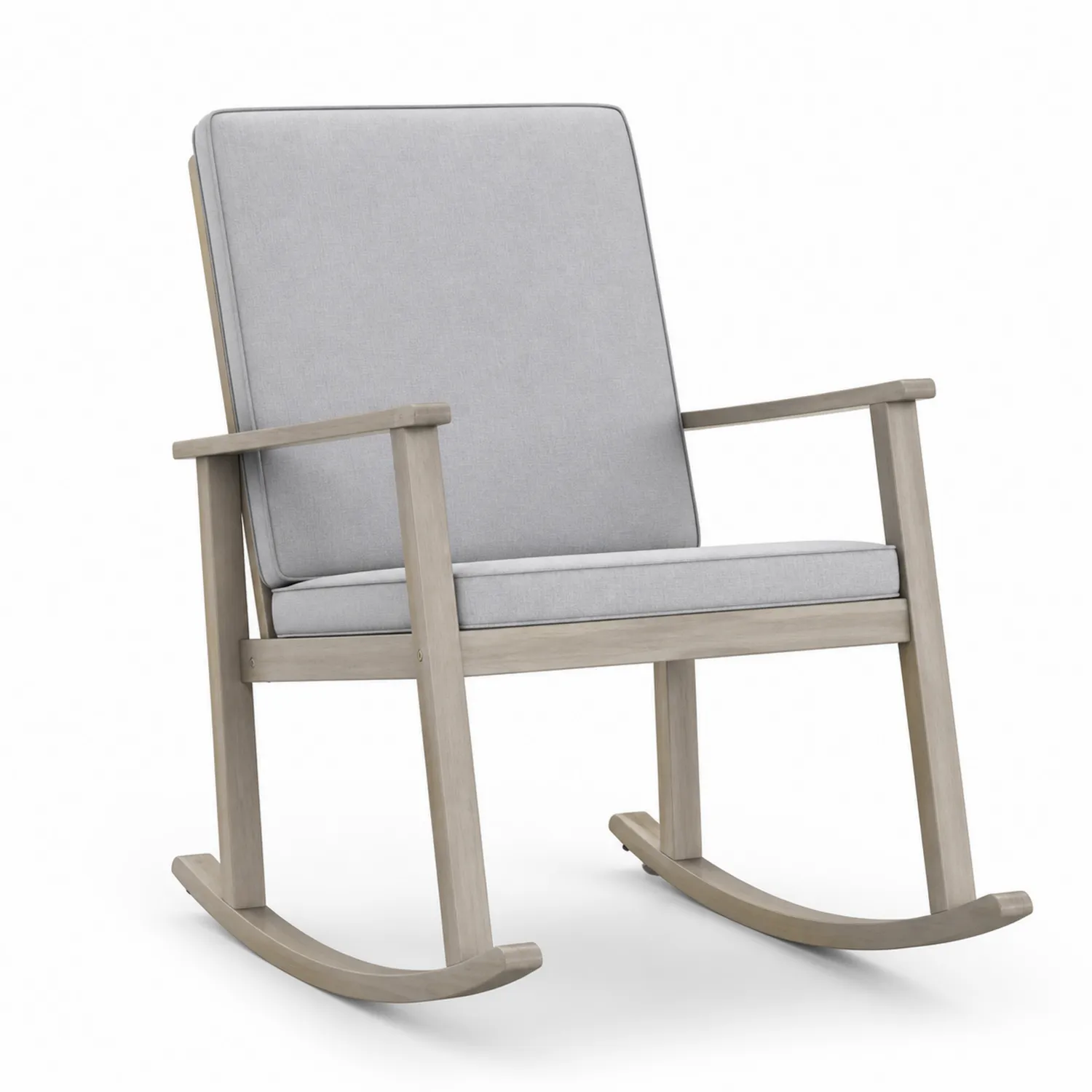 Silla Mecedora de Madera Acacia con Tapizado de Poliéster Gris Claro