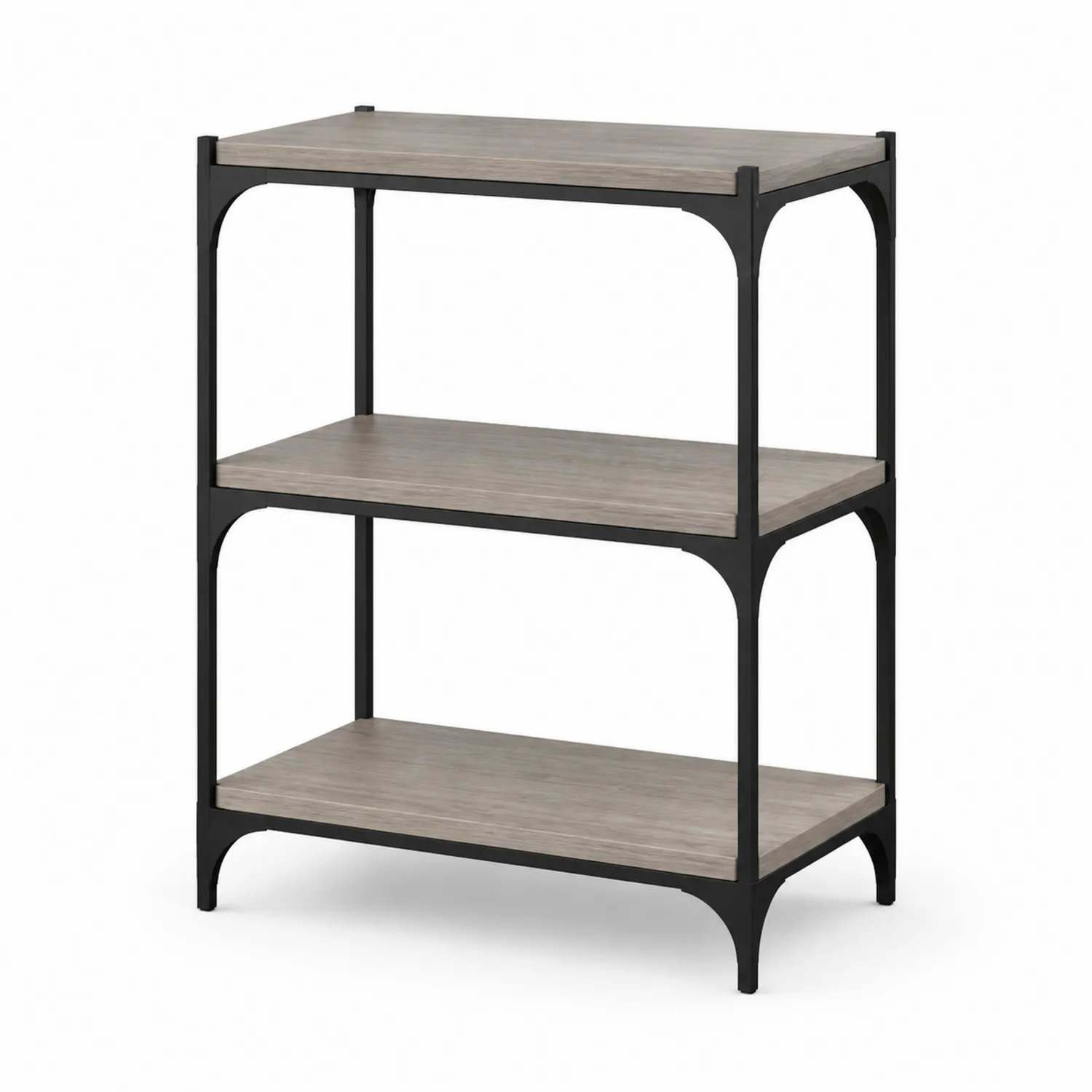 Estantería de metal y madera de tres niveles 90x120x40 cm Negro/Gris