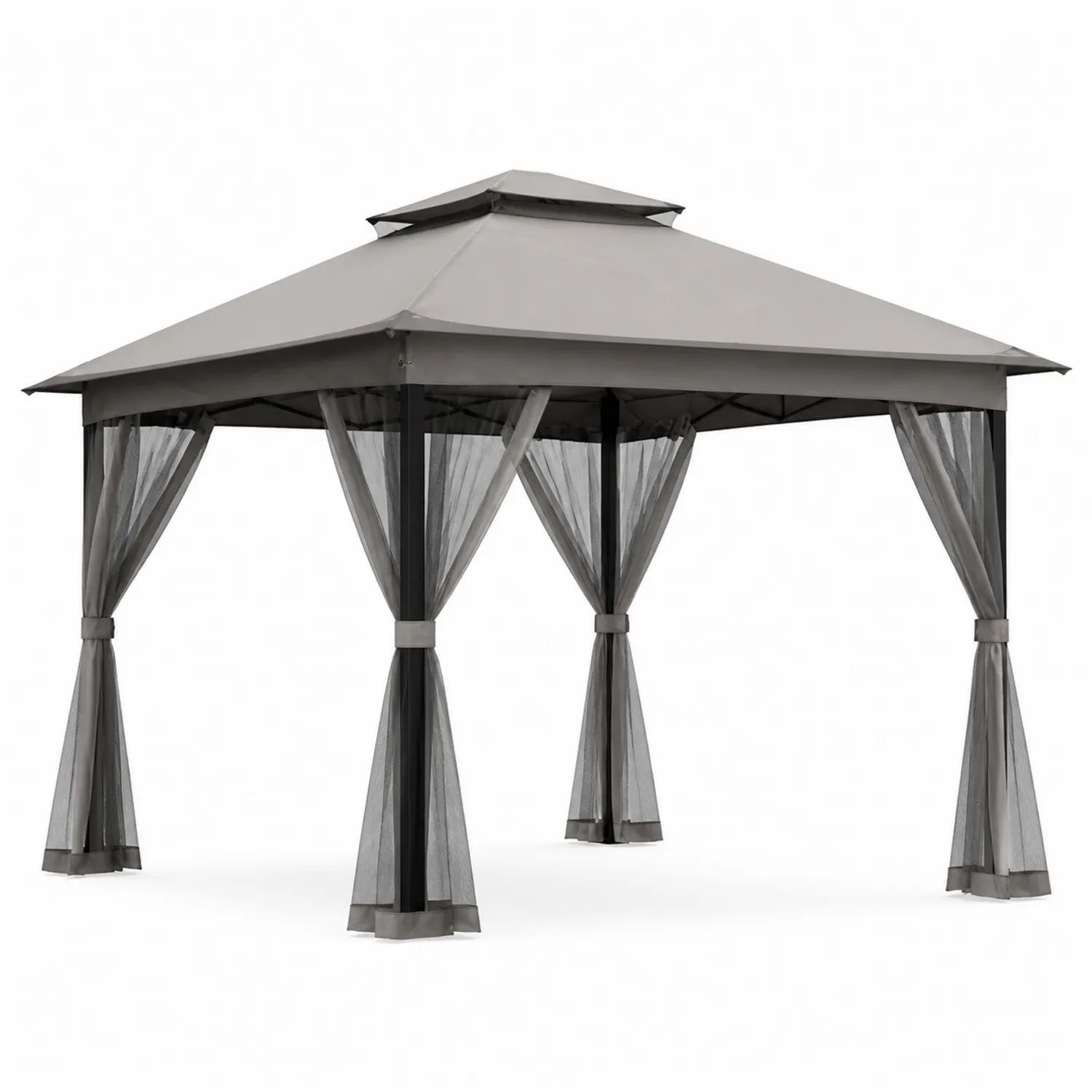 Pérgola de Jardín de Acero y Poliéster Gris