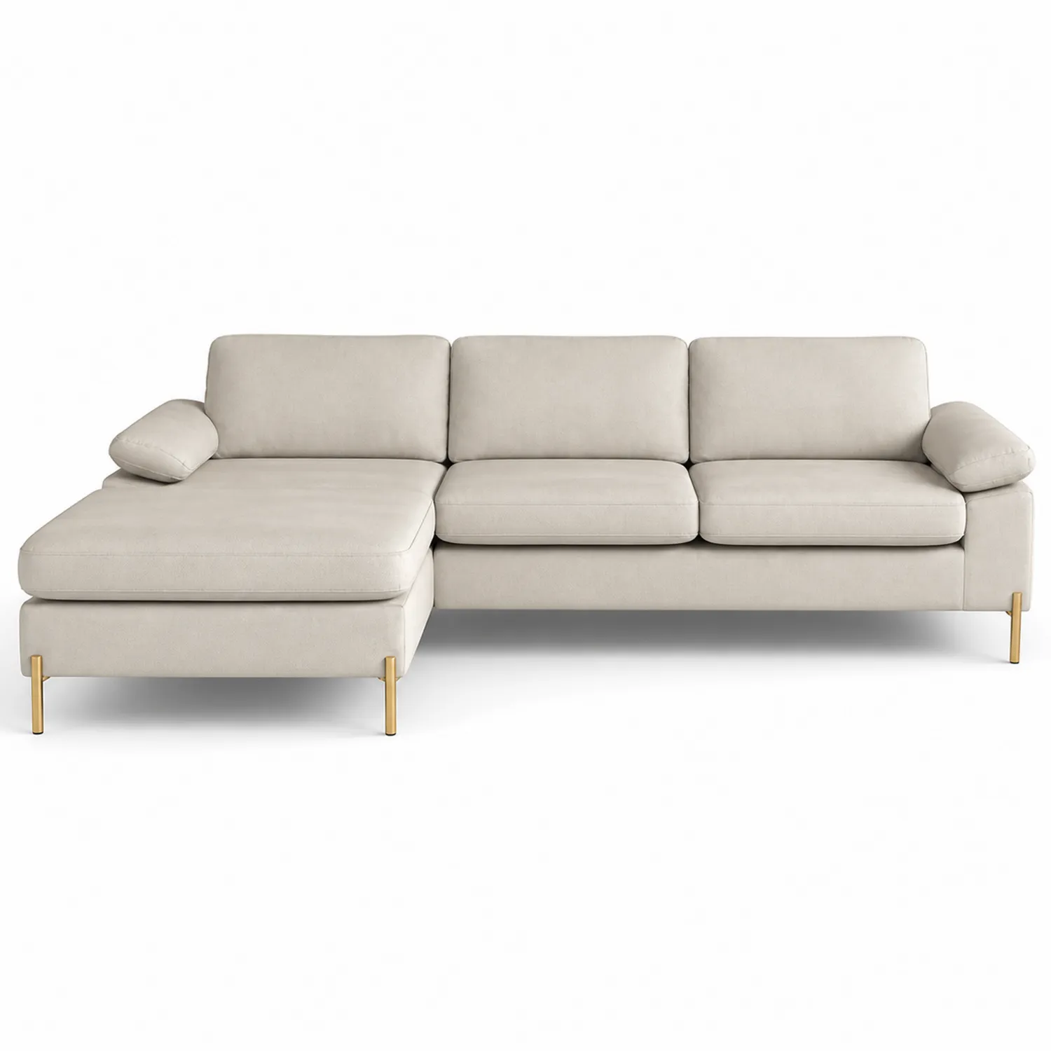 Sofá seccional en forma de L de 3 plazas de microfibra Beige 280cm