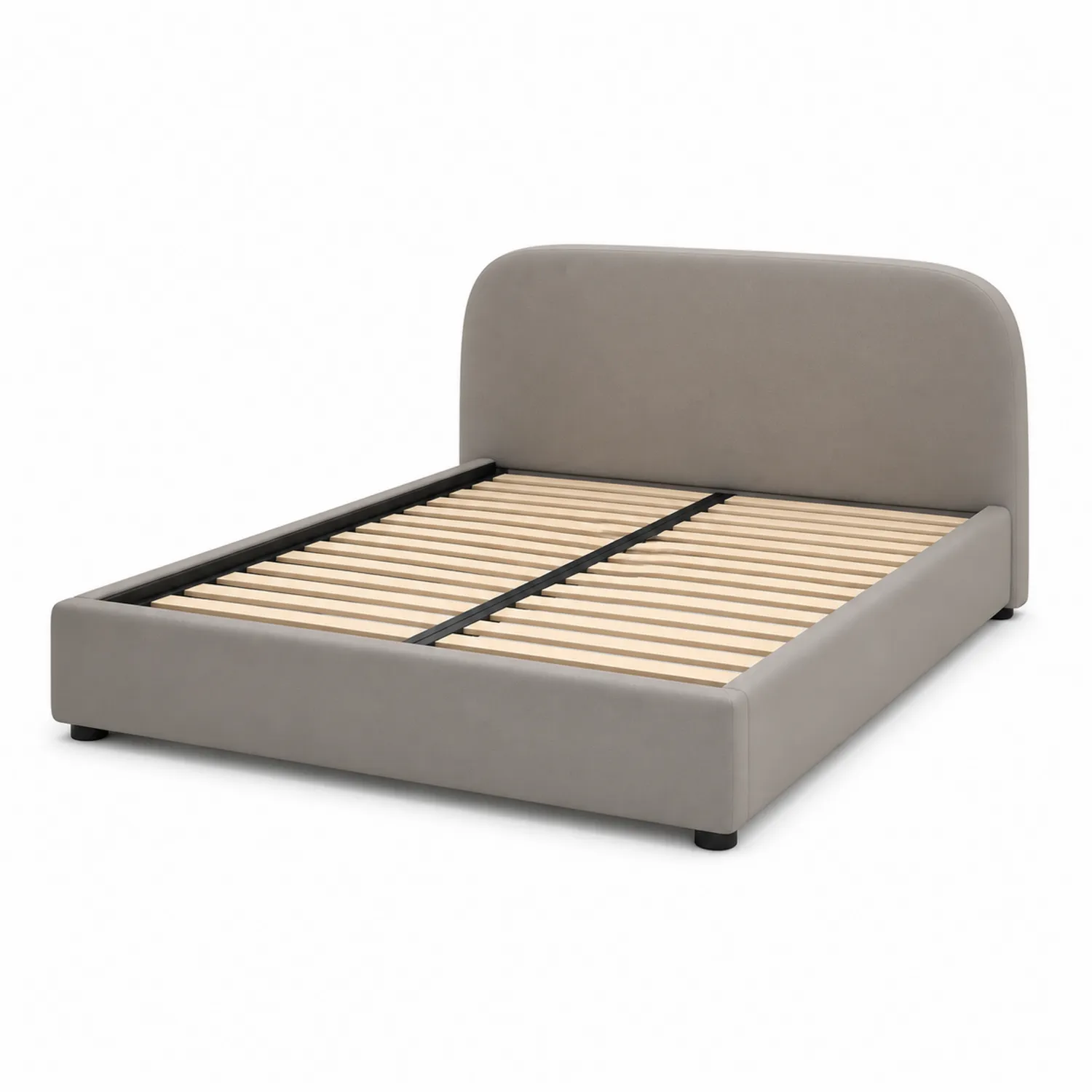 Cama doble de madera y PU gris 200x160 cm