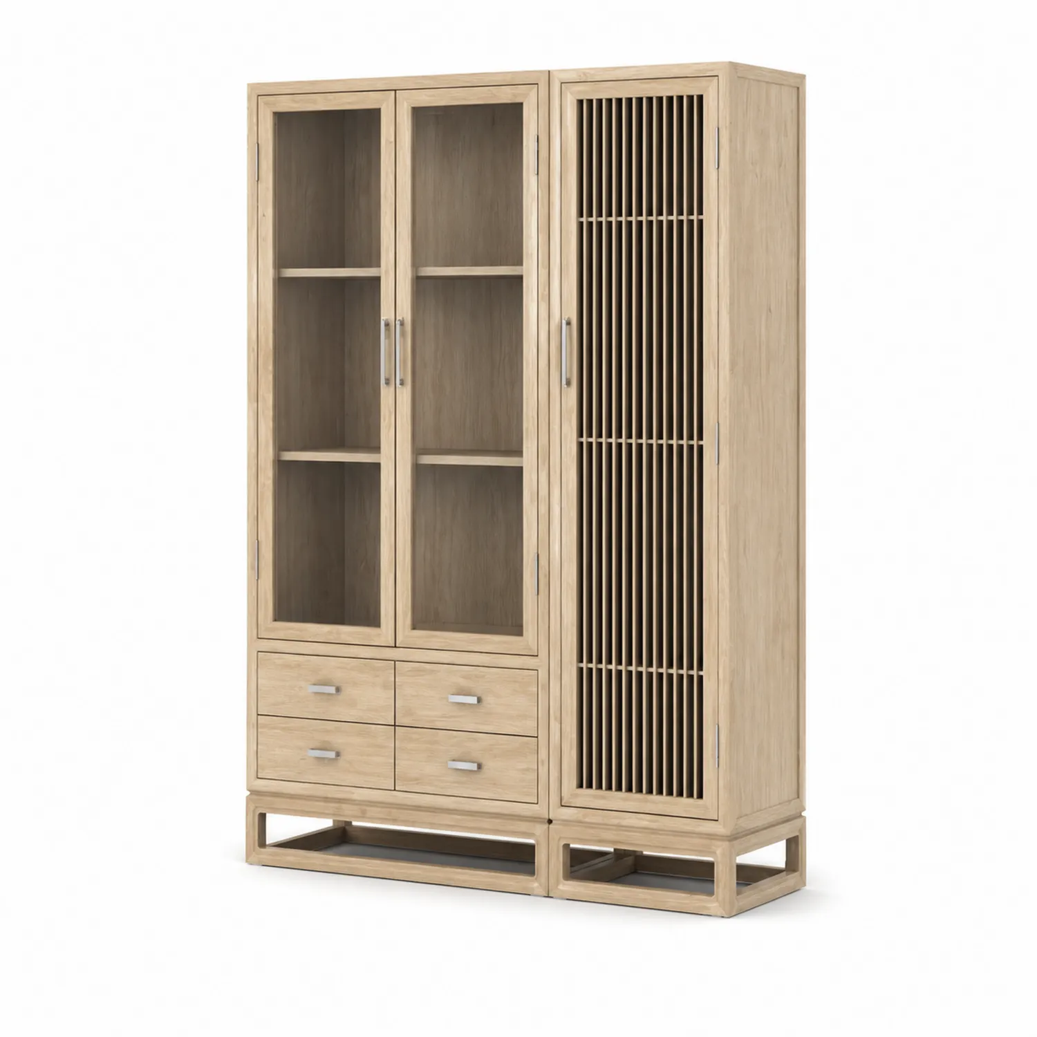 Estantería de Madera y Vidrio Templado con Puertas de Rejilla 180x80x35 cm