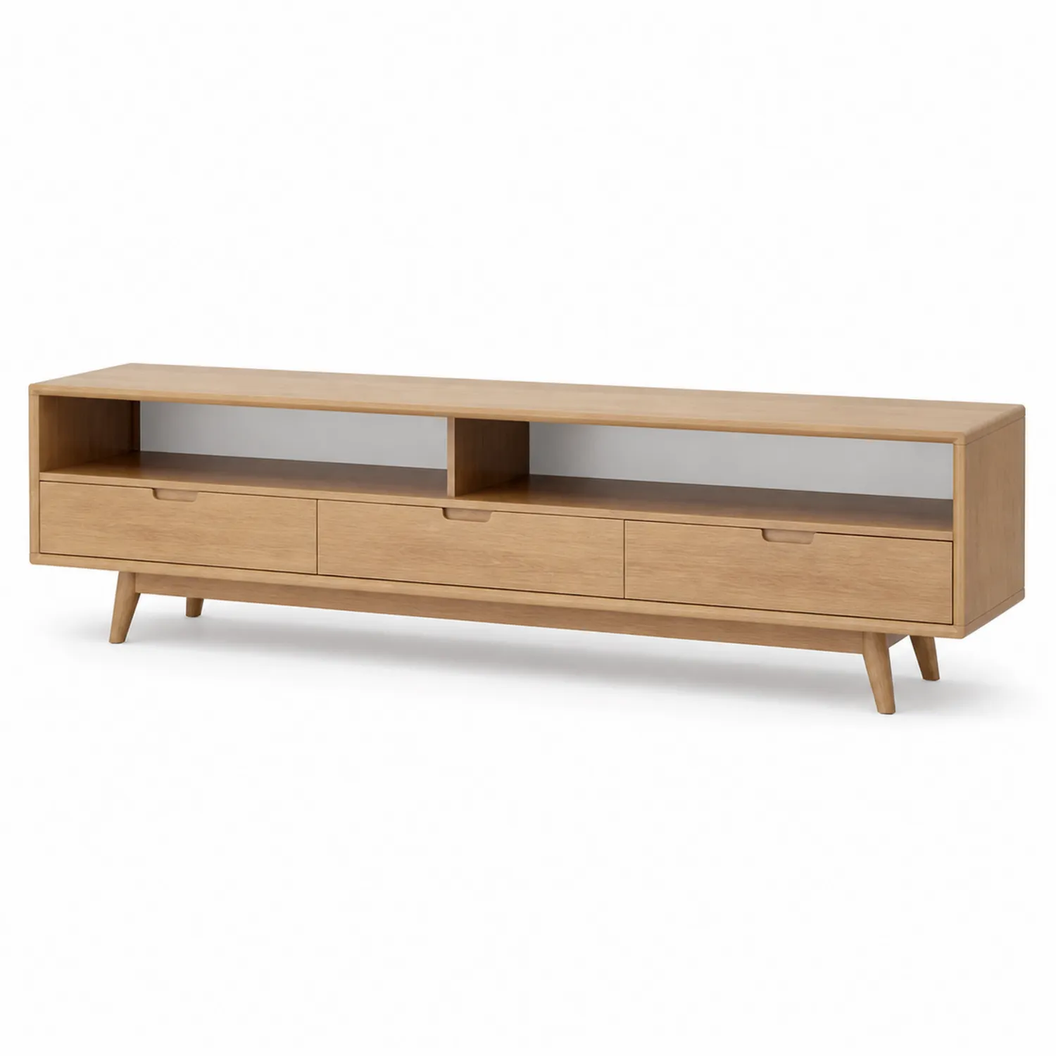 Mueble de TV de madera de roble con cajones y estantes 150 cm