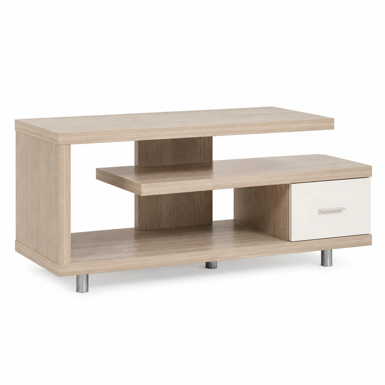 Mesa de Televisión de Madera con Estante y Cajón Beige