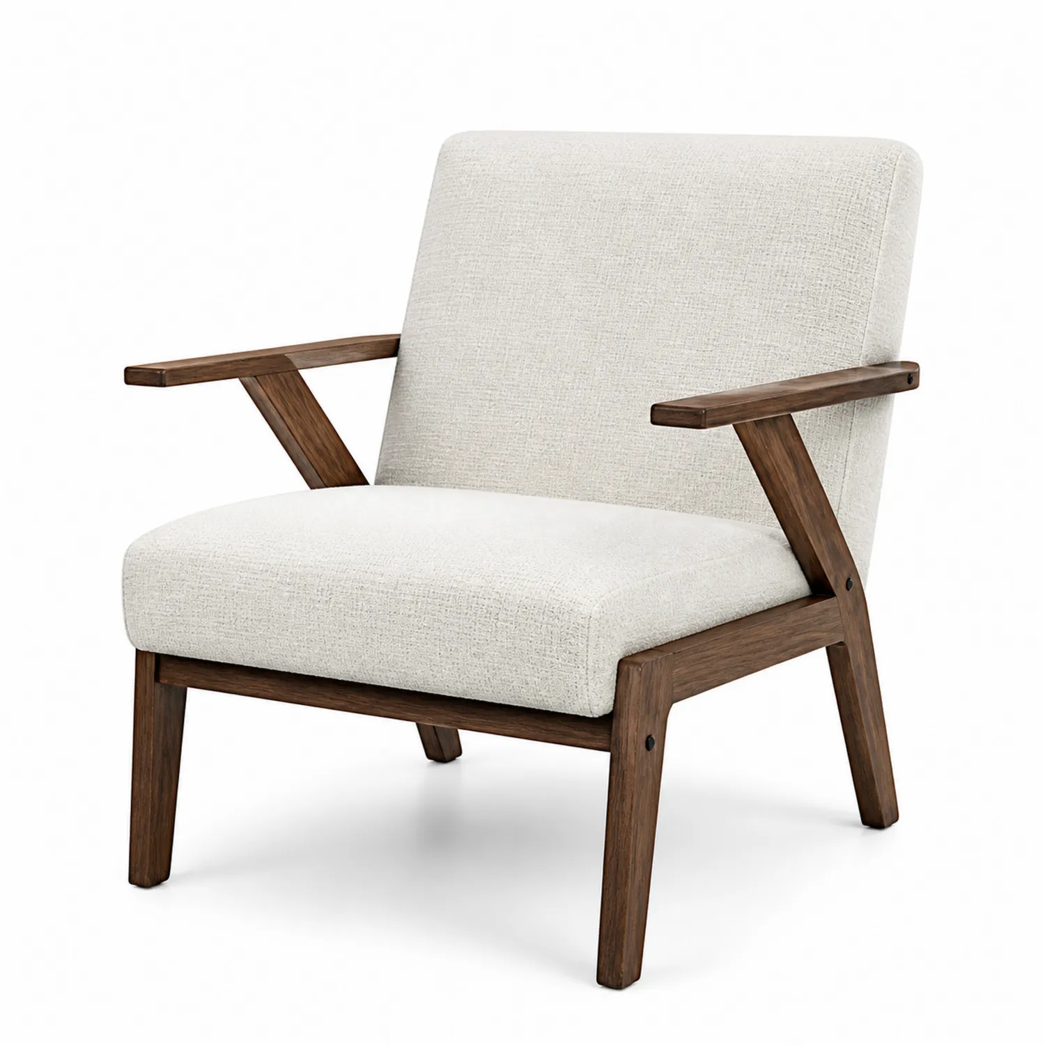 Silla de Madera con Tapizado de Poliéster Beige