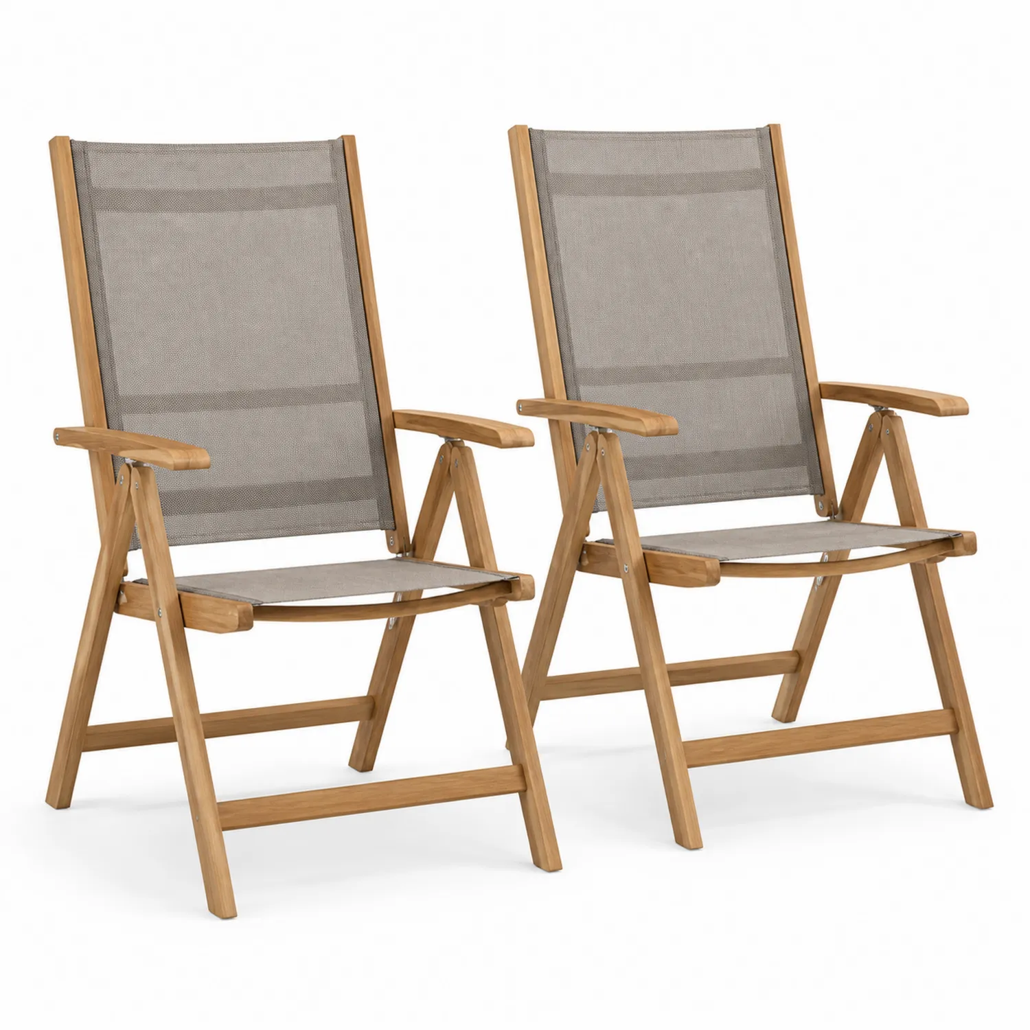 Juego de 2 sillas plegables de madera y textilene