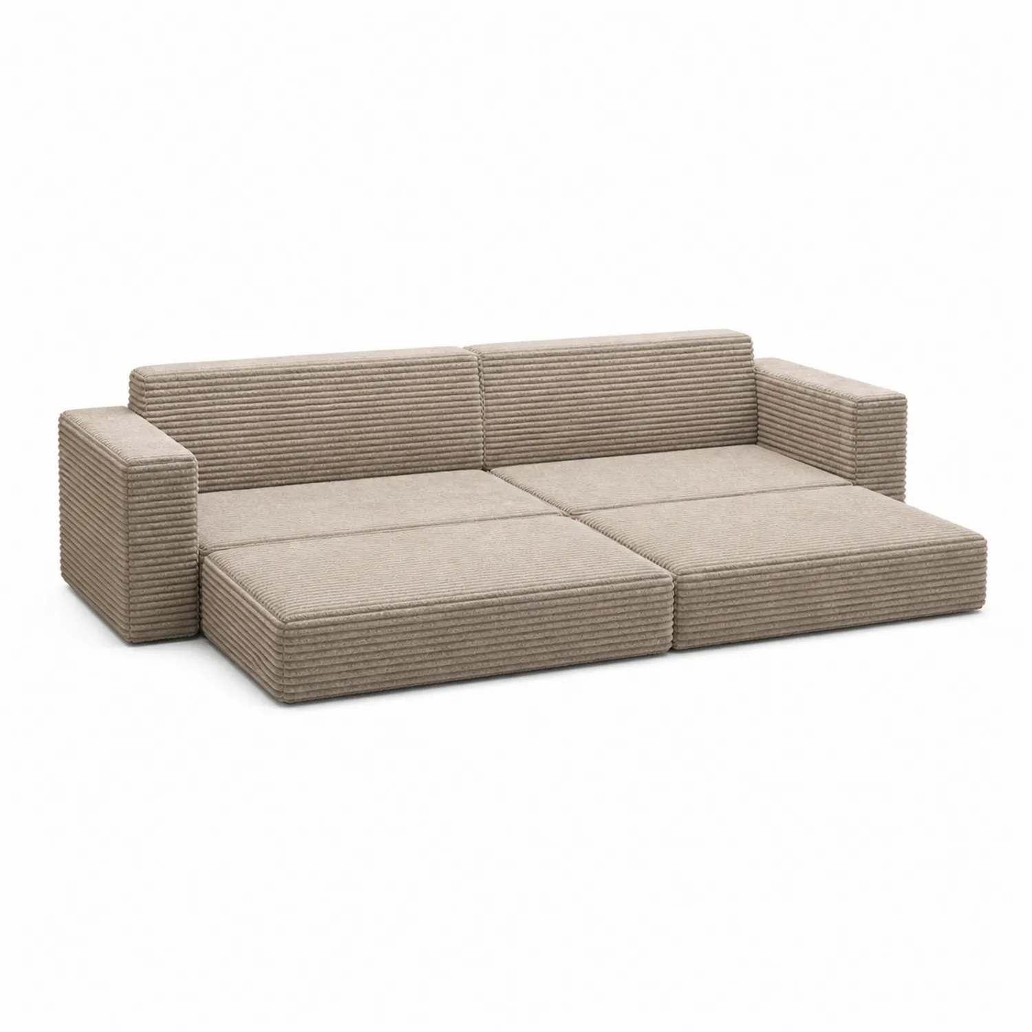 Sofá cama modular de pana color Beige 200x150x70 cm