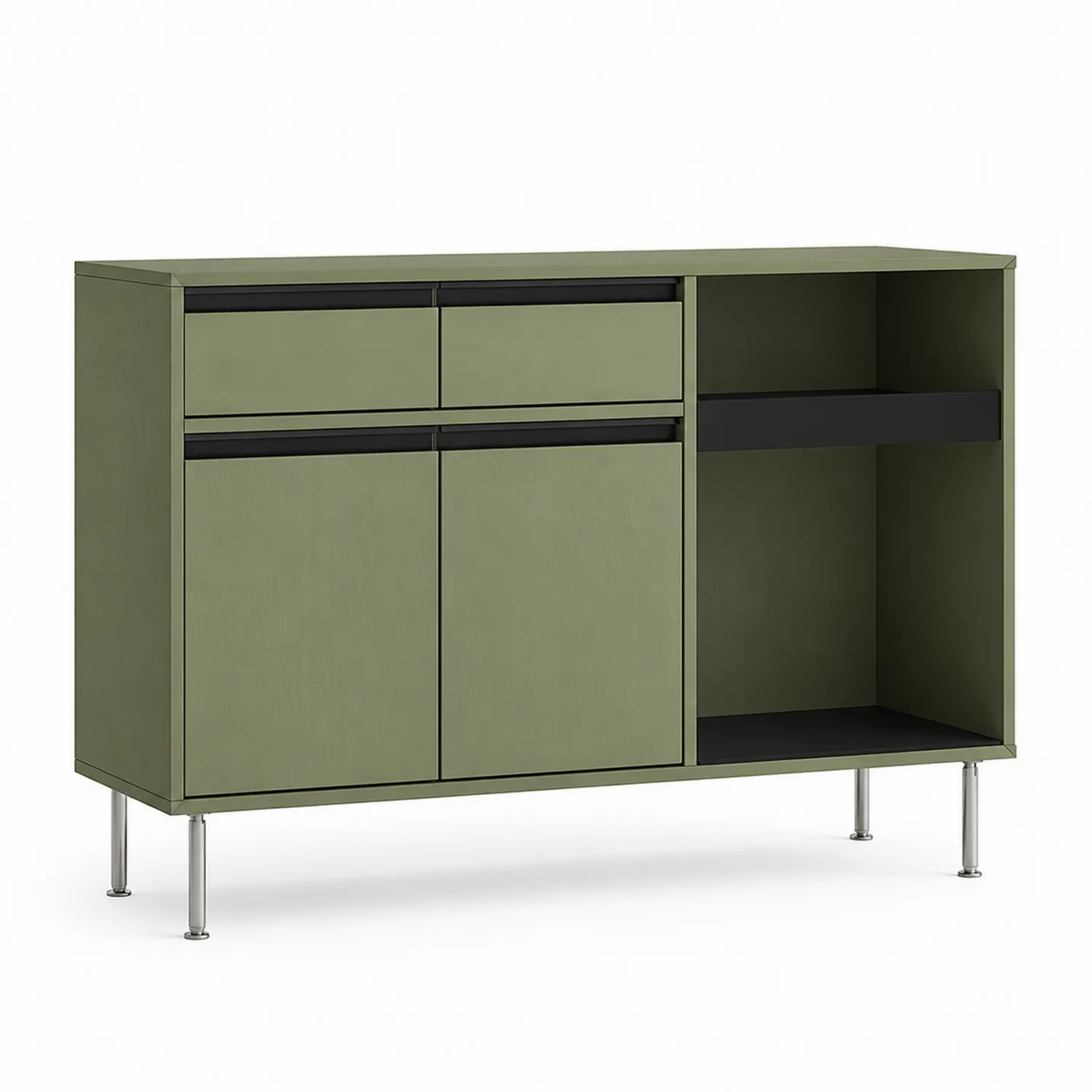Armario de Metal con Puertas y Cajones Verde y Negro 90x80x30 cm