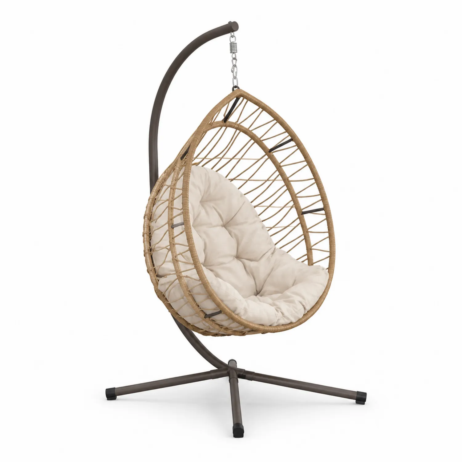 Silla colgante de Ratán y Metal Beige