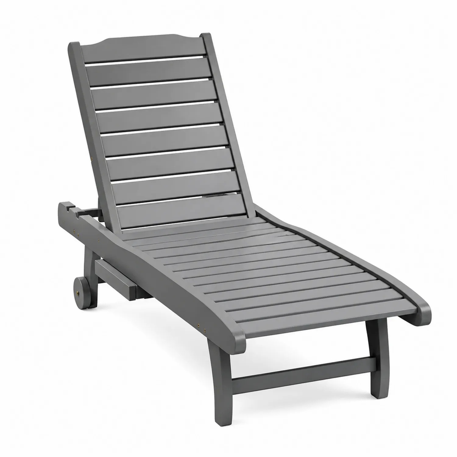 Tumbona de jardín ajustable de madera plástica gris